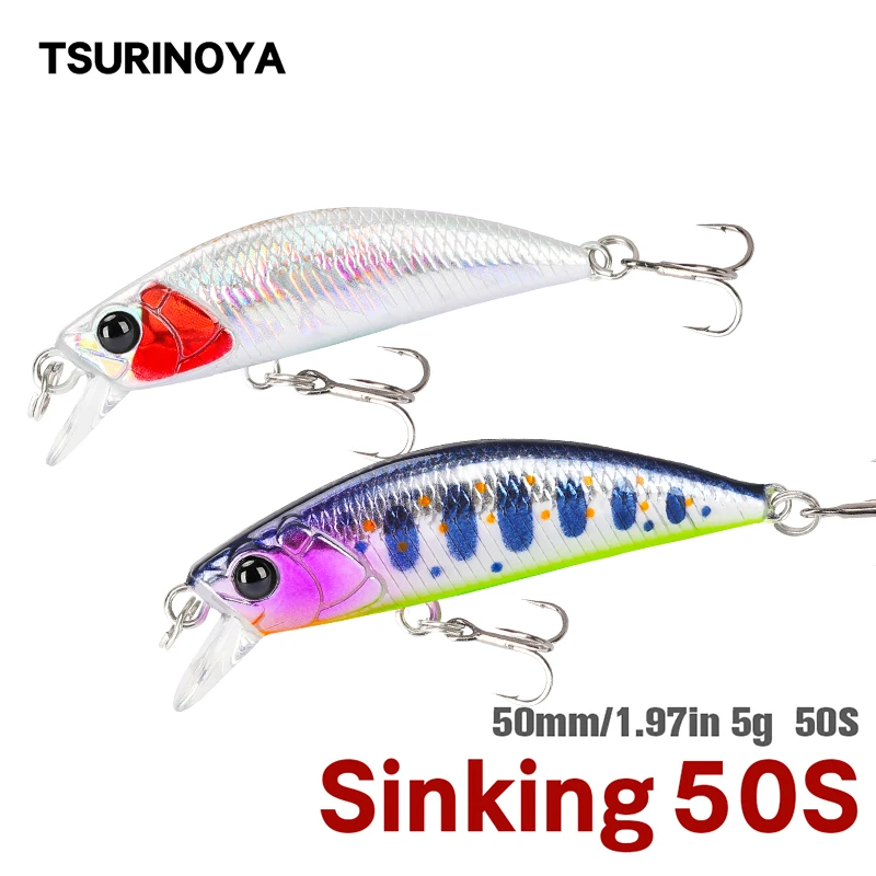 TSURINOYA-señuelo de pesca de piscardo, cebo duro de 50mm y 5g, cebo Artificial para trucha de intrusos, Wobbler Stream Crankbait