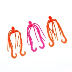 20 piezas, nuevo diseño, falda TPR, señuelo suave, cabeza de anzuelo, accesorio de pesca DIY, anzuelo de Jigging de asistencia rosa, rojo, naranja y verde