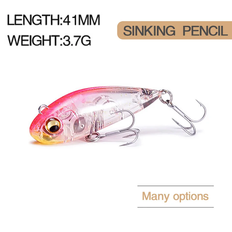 WALK FISH-señuelo de pesca Artificial, cebo duro de agua salada, anzuelo triple, aparejos de pesca de lubina, 41MM, 3,7G - imagen 4