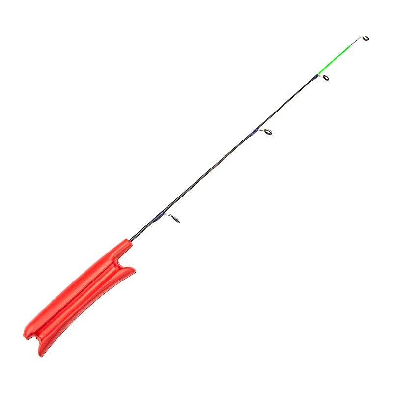 Mini caña de pescar de fibra de vidrio roja para invierno, 10 unidades, señuelo para Pesca en hielo, Jiging - imagen 2