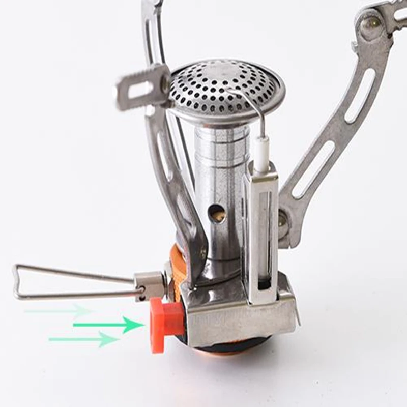 Mini estufa de Gas portátil plegable para acampar, quemador de butano de acero inoxidable de alta calidad, accesorios de Camping - imagen 4