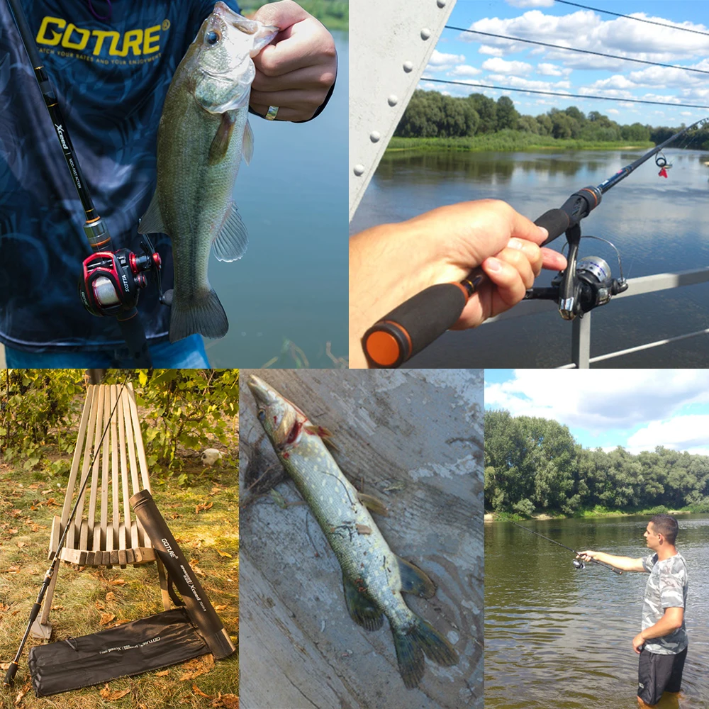 Goture-caña de pescar giratoria de fibra de carbono para Lucio, caña de pescar con señuelo de 4 piezas de 1,98 M, 2,1 M, 2,4 M, 2,7 M, 3M, 30T + 24T - imagen 5