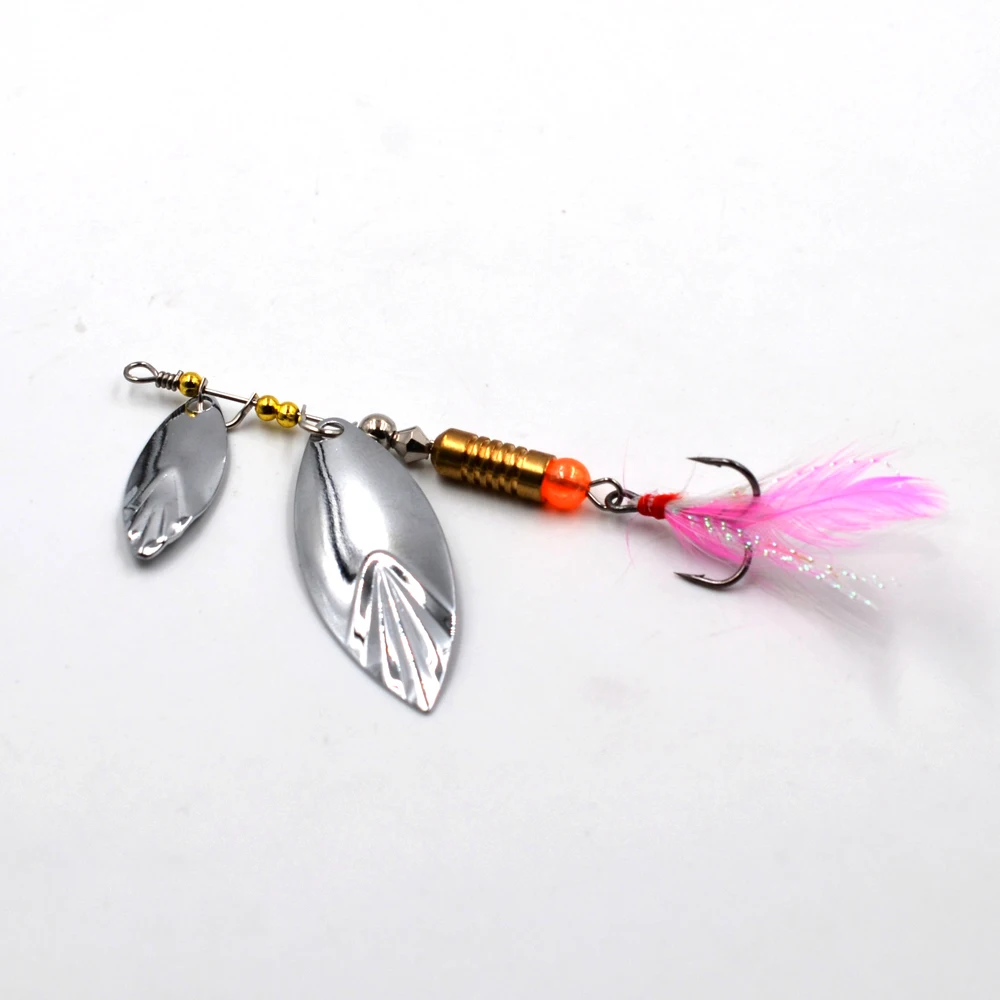 MNFT 6 uds anzuelos triples Wobblers cuchara lentejuelas Metal giratorio Spinner señuelo de pesca 4,2g/7g/10g perca Lucio aparejos de pesca giratorios - imagen 4