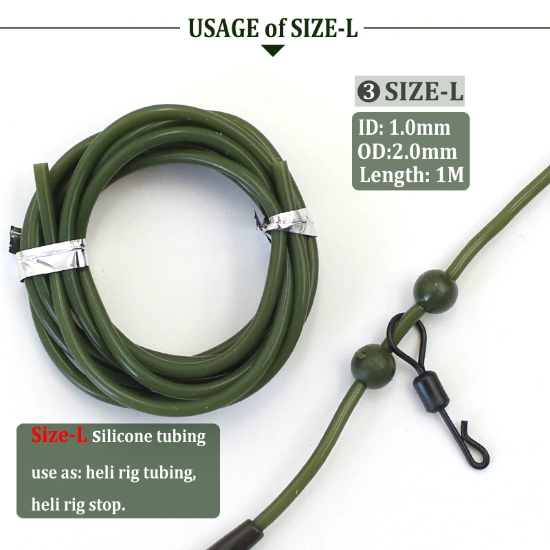 Gancho de tubo de aparejo de silicona para pesca de carpa, aparejo para el pelo de helicóptero, accesorios Heli para aparejos de pesca de carpa, 2 uds. - imagen 5