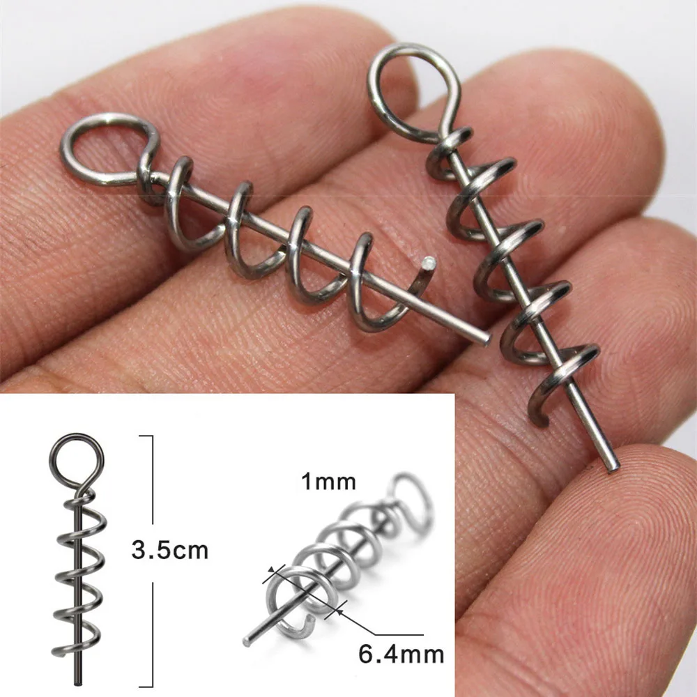 Pin de bloqueo de resorte de Pesca, gancho de manivela, Conector de Pesca de acero inoxidable, accesorios de cebo blando, aparejos de Pesca, 50/100 Uds. - imagen 4