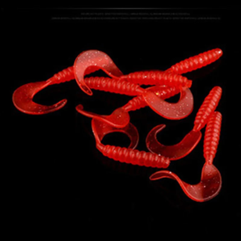 Cebo de gusanos falsos de goma de silicona, señuelo de pesca, cola Mini luminosa, suave, gusano, 4cm, 5,5 cm, 7cm, 14 colores, 1 unidad por lote - imagen 5