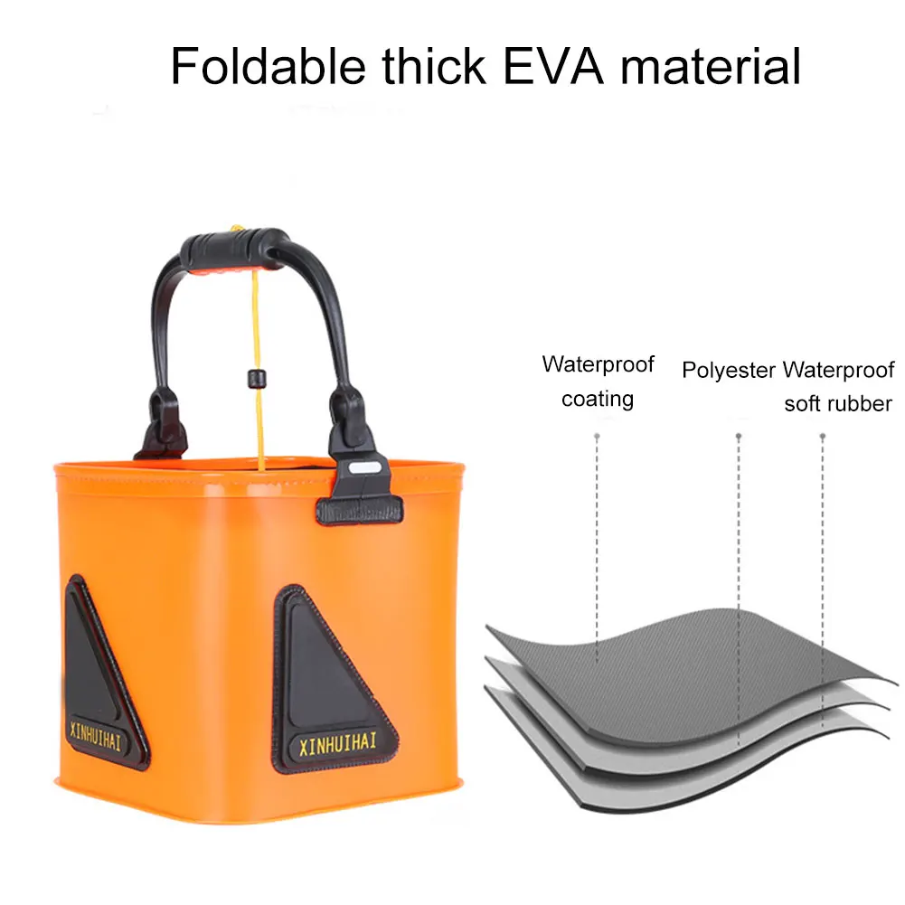 Caja de cubo de pesca plegable, contenedor de almacenamiento EVA con asa para exteriores - imagen 5