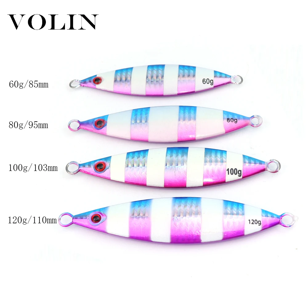 VOLIN-señuelo de pesca de Metal, cebo de pesca de Jigging lento, aparejos de pesca artificiales, 60g, 80g, 100g, 120g, 1 pieza, nuevo - imagen 2