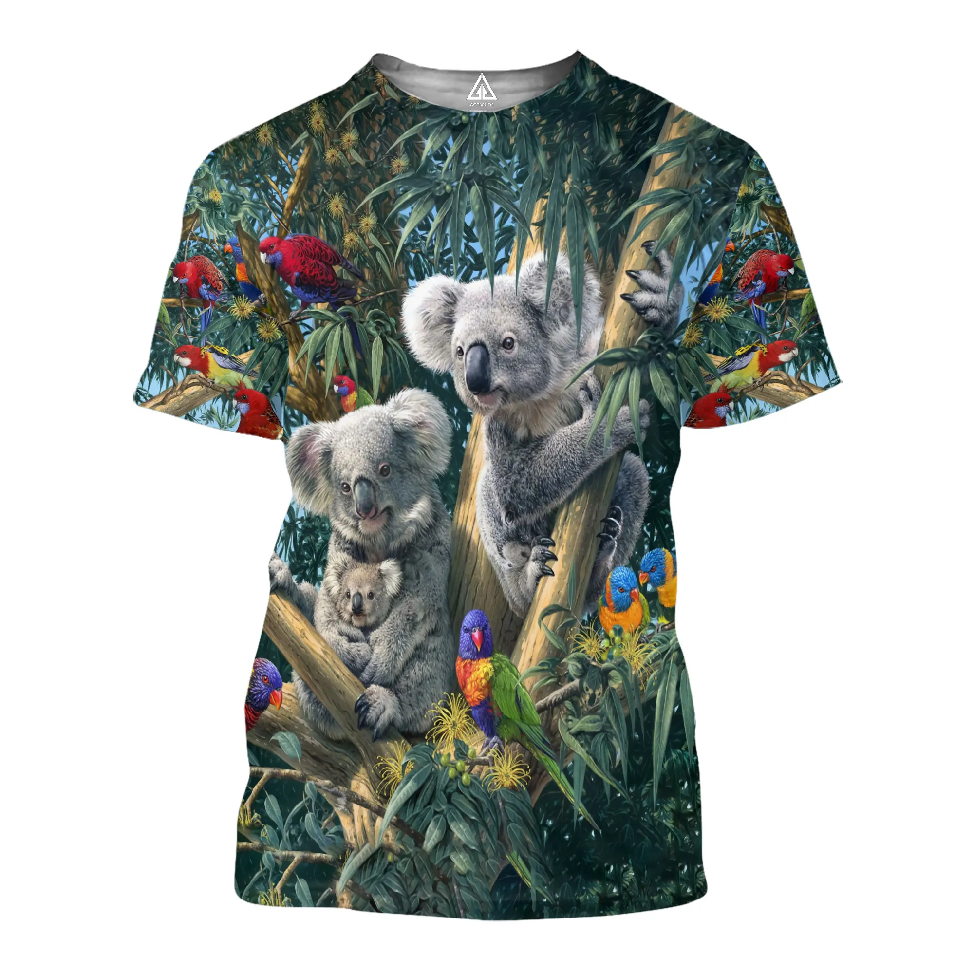 Camiseta de moda de verano 2020 con estampado 3D de tiburón/koala/caballo para hombre, camisetas de manga corta Harajuku, camisetas informales Unisex KJ0148 - imagen 4