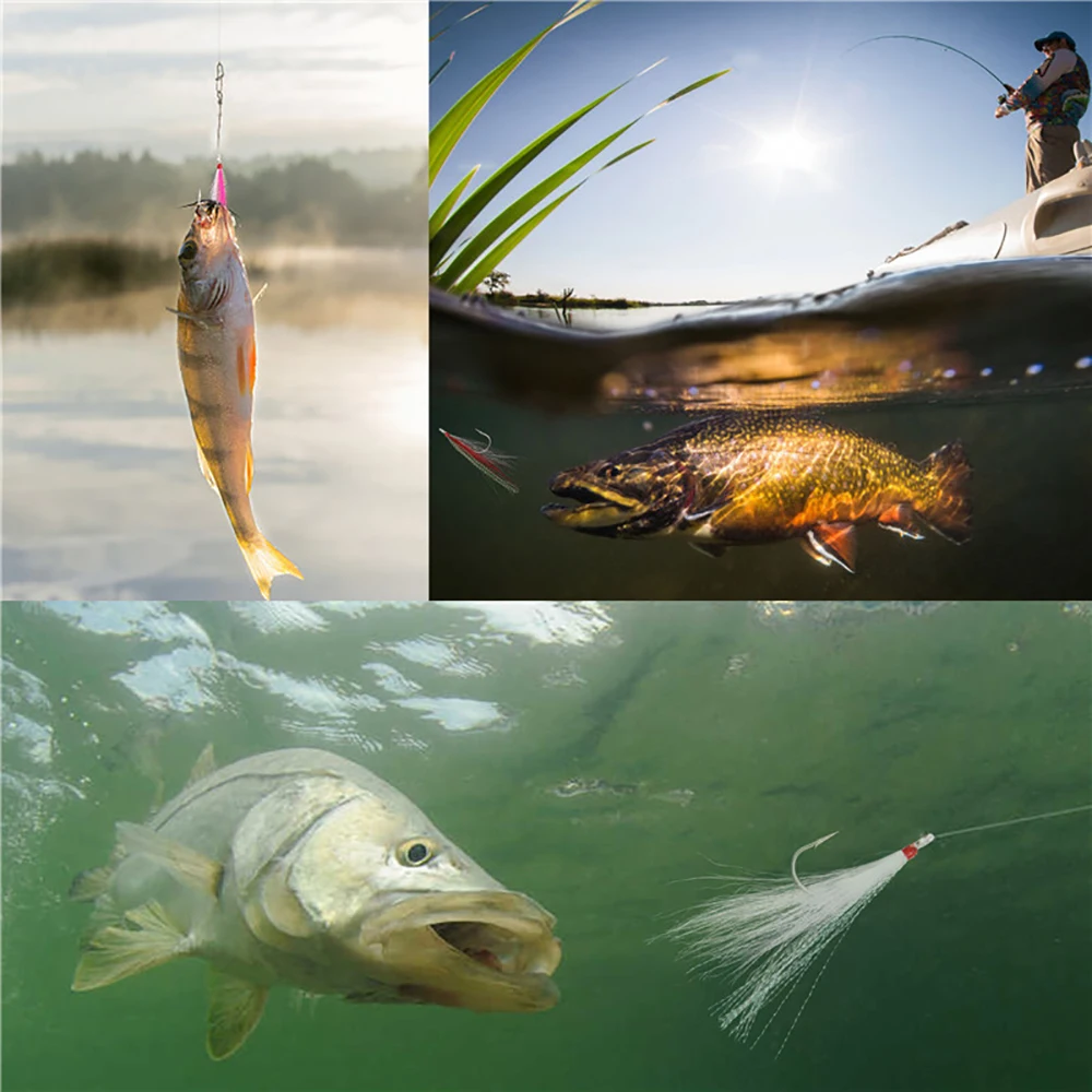 Anzuelos de pesca con anillos divididos, Señuelos de Pesca de agua salada, cebo Artificial, juego de anzuelos de pesca de acero inoxidable, 32 unids/lote por caja - imagen 5