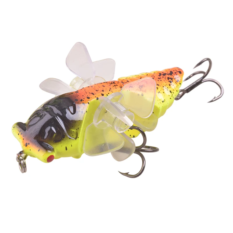Señuelos de Pesca de Cicada Whopper Topwater Popper, 7,5 cm, 15,5g, cebo Artificial Wobblers giratorio, doble hélice, aparejos de arrastre, 1 ud. - imagen 3
