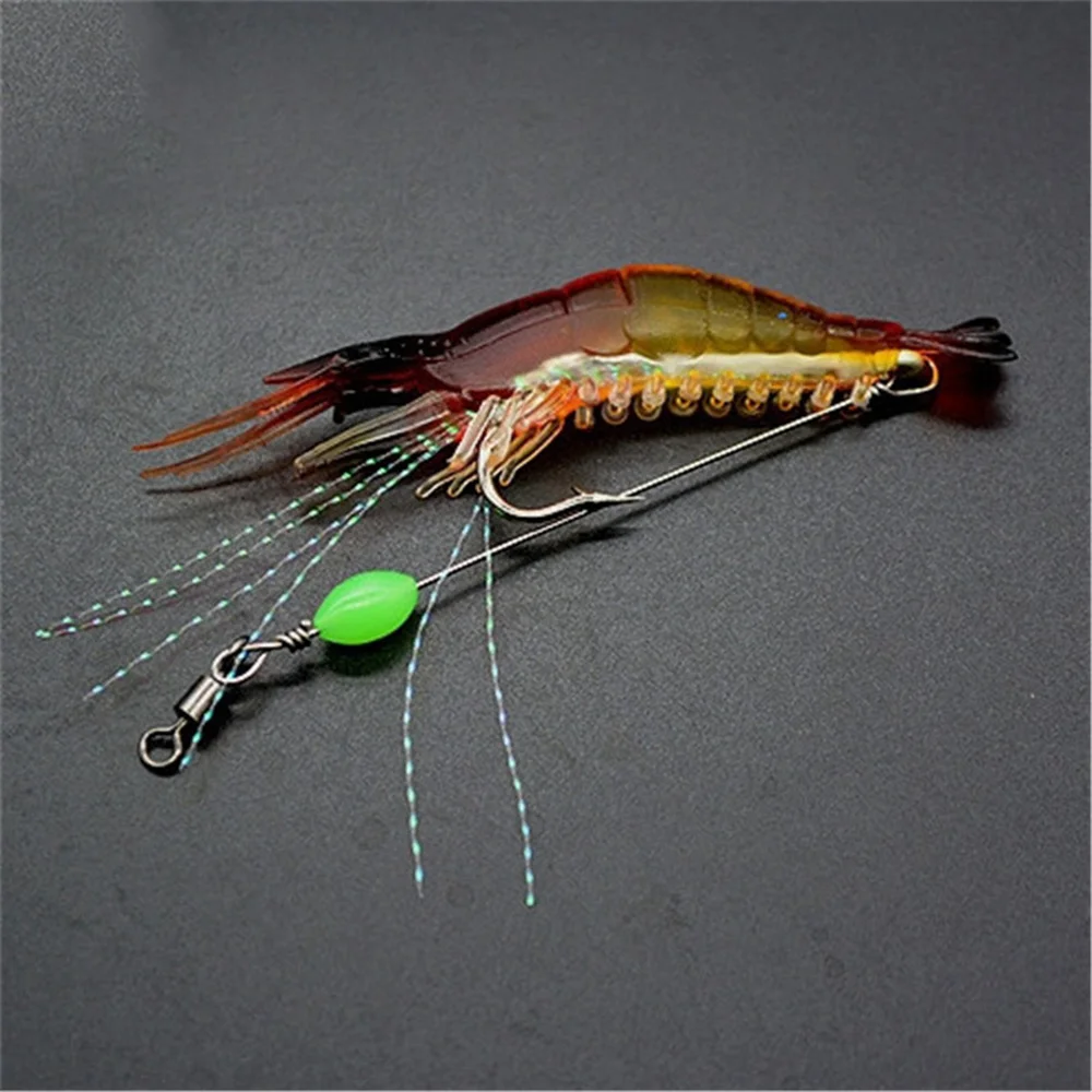 Señuelos luminosos blandos de Camarón, aparejos de Pesca Wobbler y 5g de 8cm, cebo Artificial Isca con gancho para Pesca de lubina y Lucio, 7 unids/lote - imagen 5