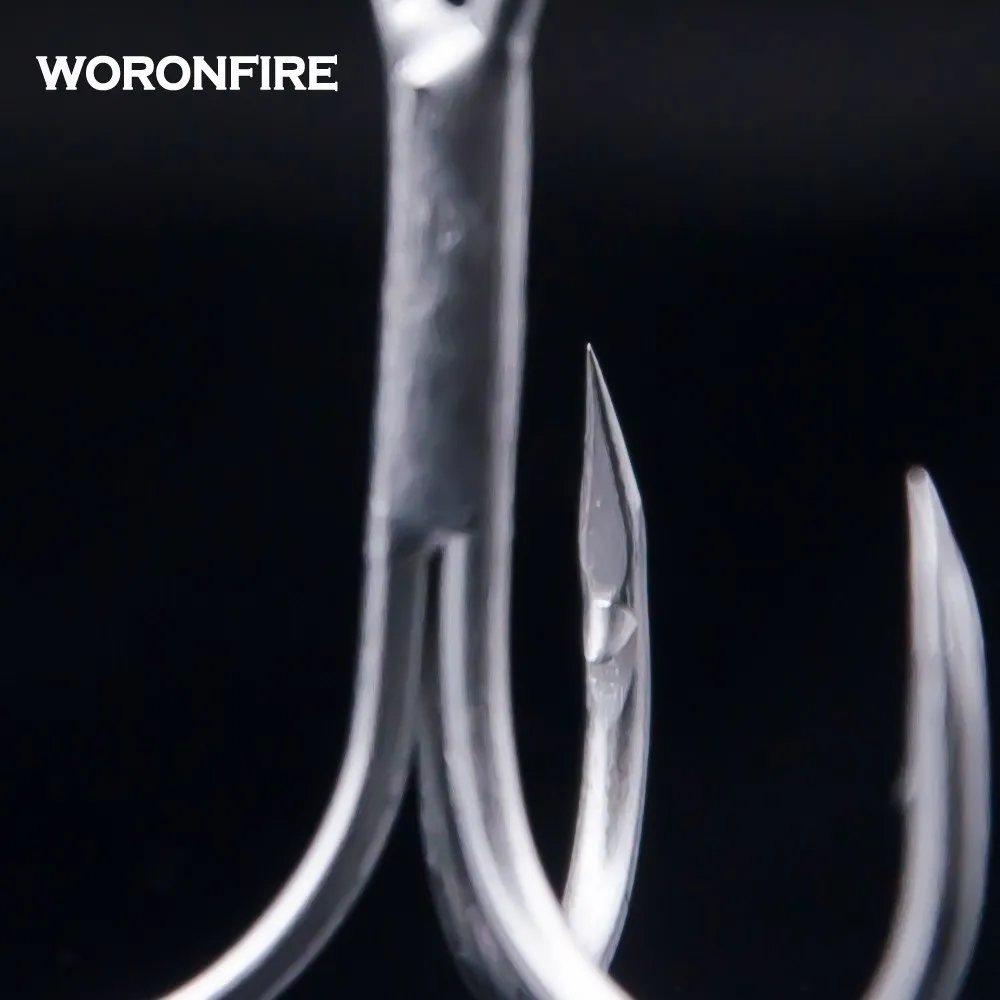 20 unids/lote gancho triple grueso fuerte tracción 1 #   2 #   4 #   6 #   8 #   10 #   12 #   Propietario de anzuelos de pesca triples plegados redondos de acero rico en carbono - imagen 5