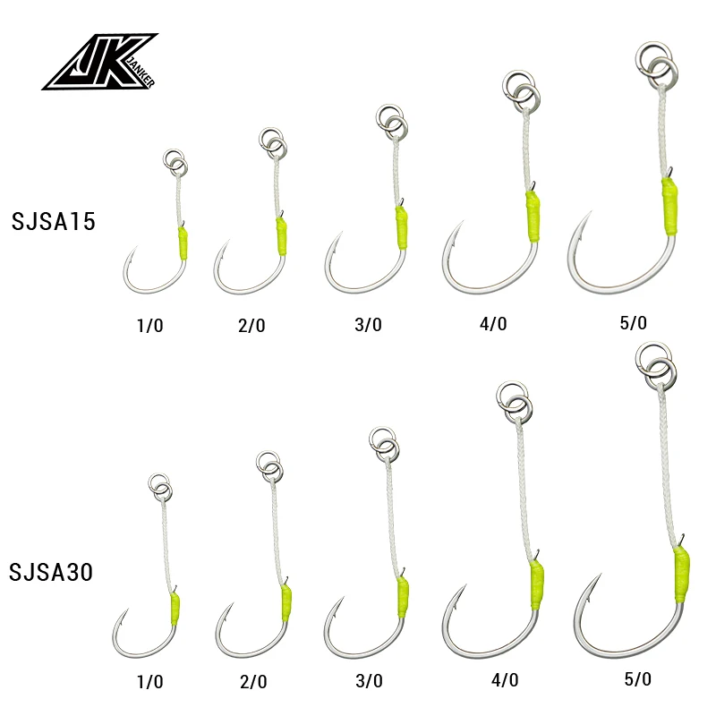 JK nuevo anzuelos de señuelos de Jigging lento 1/0-3/0 4/0 5/0 anzuelo de asistencia chapado en estaño óxido gancho único accesorios de señuelo de plantilla de pesca de agua salada - imagen 3