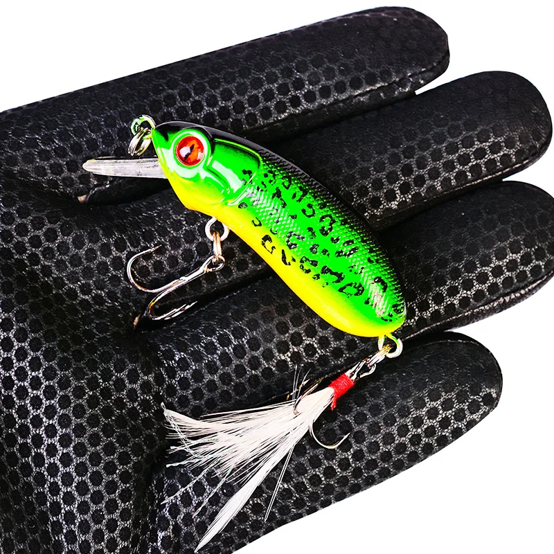 Señuelo de pesca de pececillo que se hunde, cebo duro Artificial de 60mm y 10g con pluma, anzuelo triple, aparejo Crankbait, 1 ud. - imagen 3