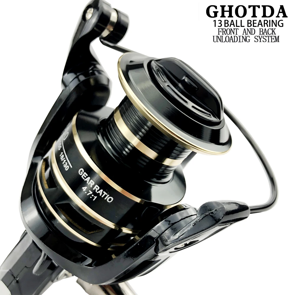 GHOTDA-Rueda de pesca en roca de alta velocidad Serie 2000-7000, carrete de Metal, línea giratoria, carrete de pesca de carpa - imagen 2