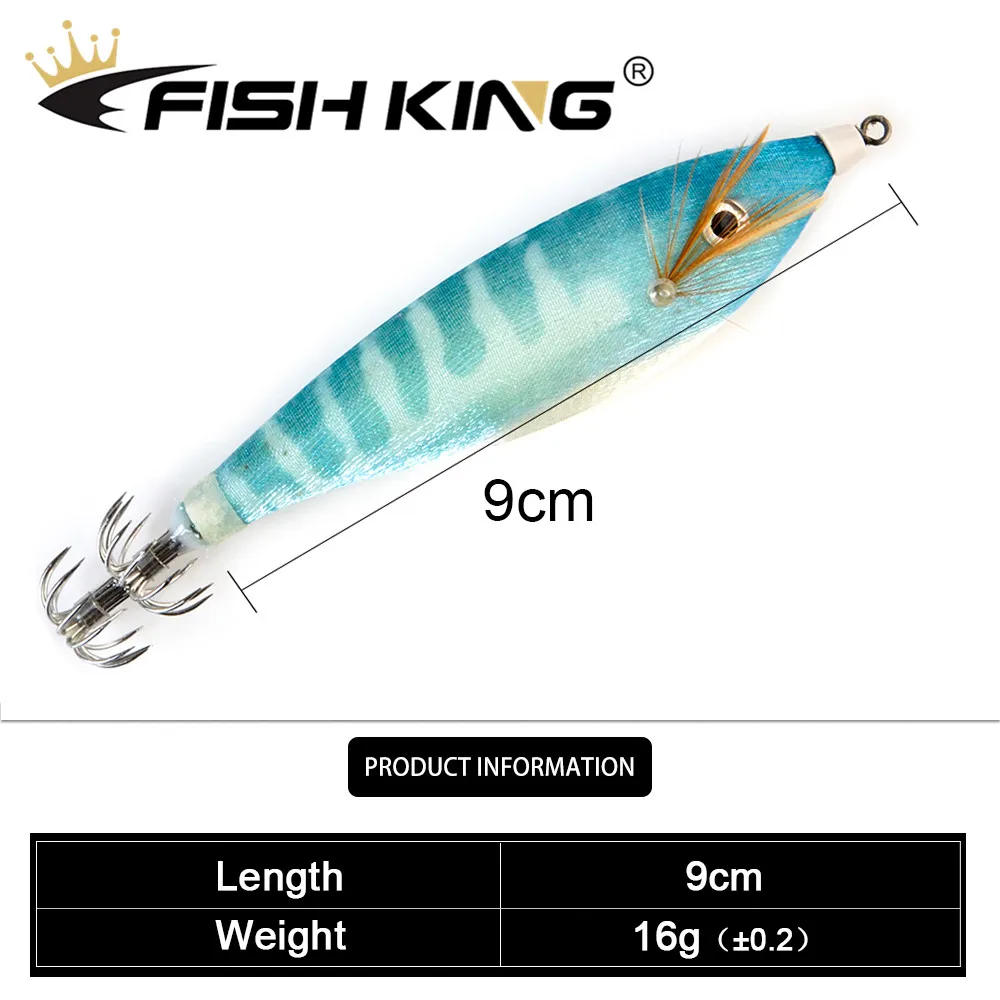 Señuelo de pesca luminoso, anzuelo de calamar, Wobblers de 9cm y 16g, Jigging oceánico, pulpo, sepia, camarón, cebos duros de madera, ojos 3D - imagen 2