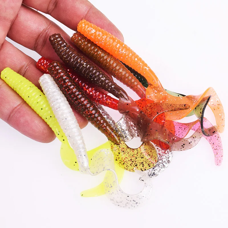 Cebos blandos de silicona para pesca de carpa, cebo Artificial de cola de gusano, Wobblers de 8cm y 4,3g, olor a pescado, para lubina y Leurre, 5 uds. - imagen 2
