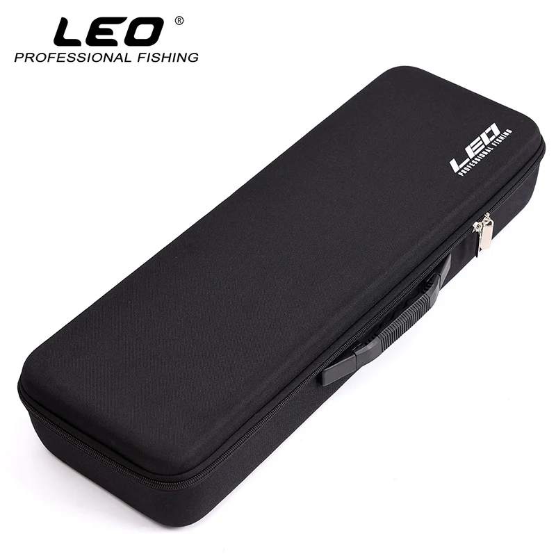 LEO-funda portátil para caña de pescar, funda de EVA negra a prueba de golpes, cubierta dura, esponja para caña de pescar, bolsa de almacenamiento para carrete - imagen 2