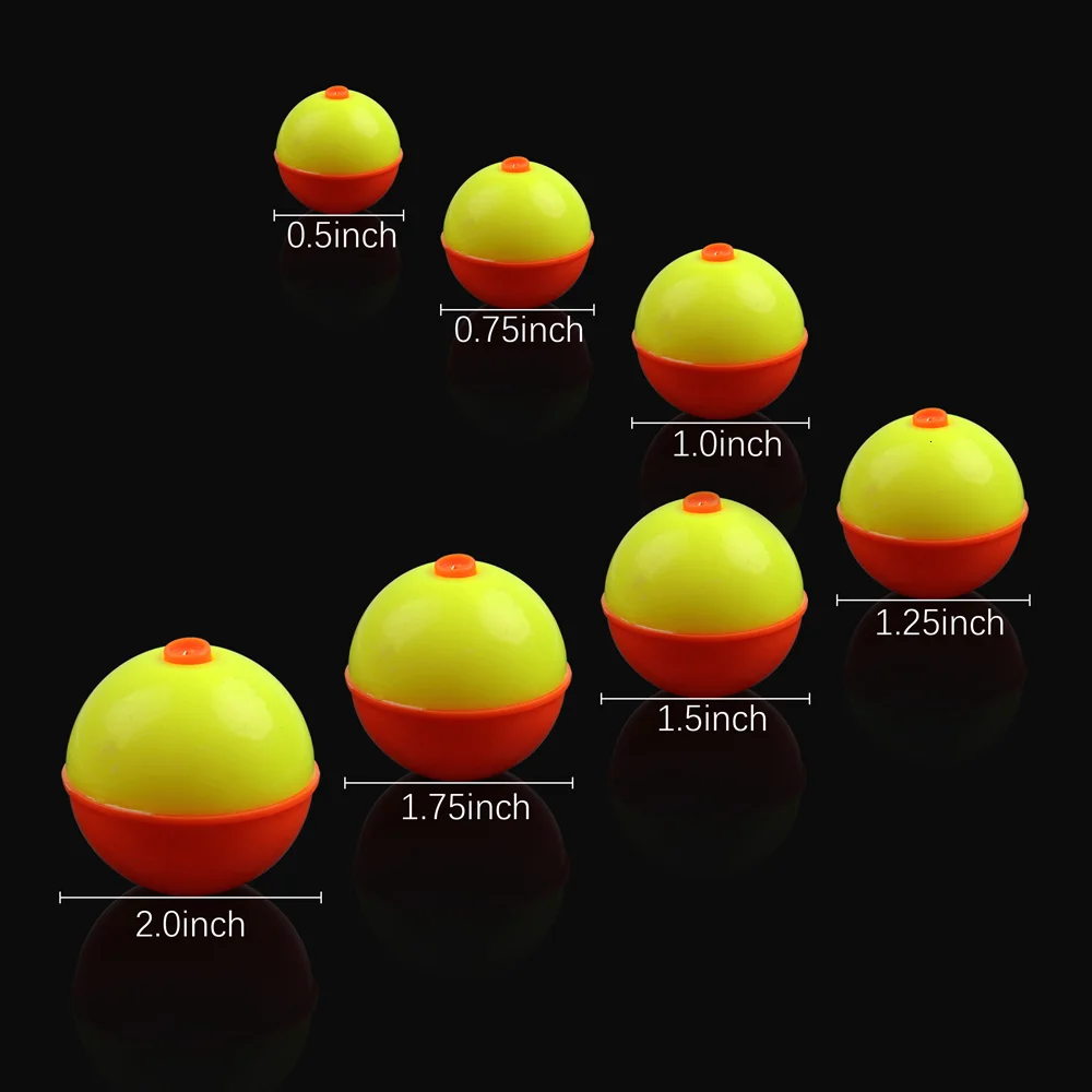 Flotador de pesca a presión, boya redonda de ABS duro con botón, accesorios de aparejos de pesca, 5 uds. - imagen 2
