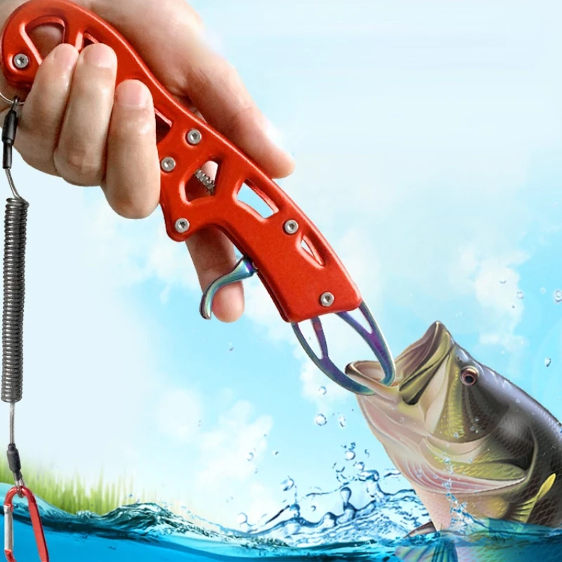 Agarres de pescado de acero inoxidable, tijeras de Control de labios de pescado, alicates portátiles multifuncionales, juego de agarre de pesca antideslizante, aparejos de pesca - imagen 2