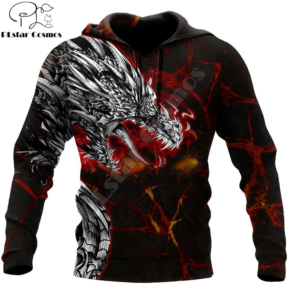 Sudadera con Capucha Dragón Lava 3D – Cremallera Unisex Streetwear