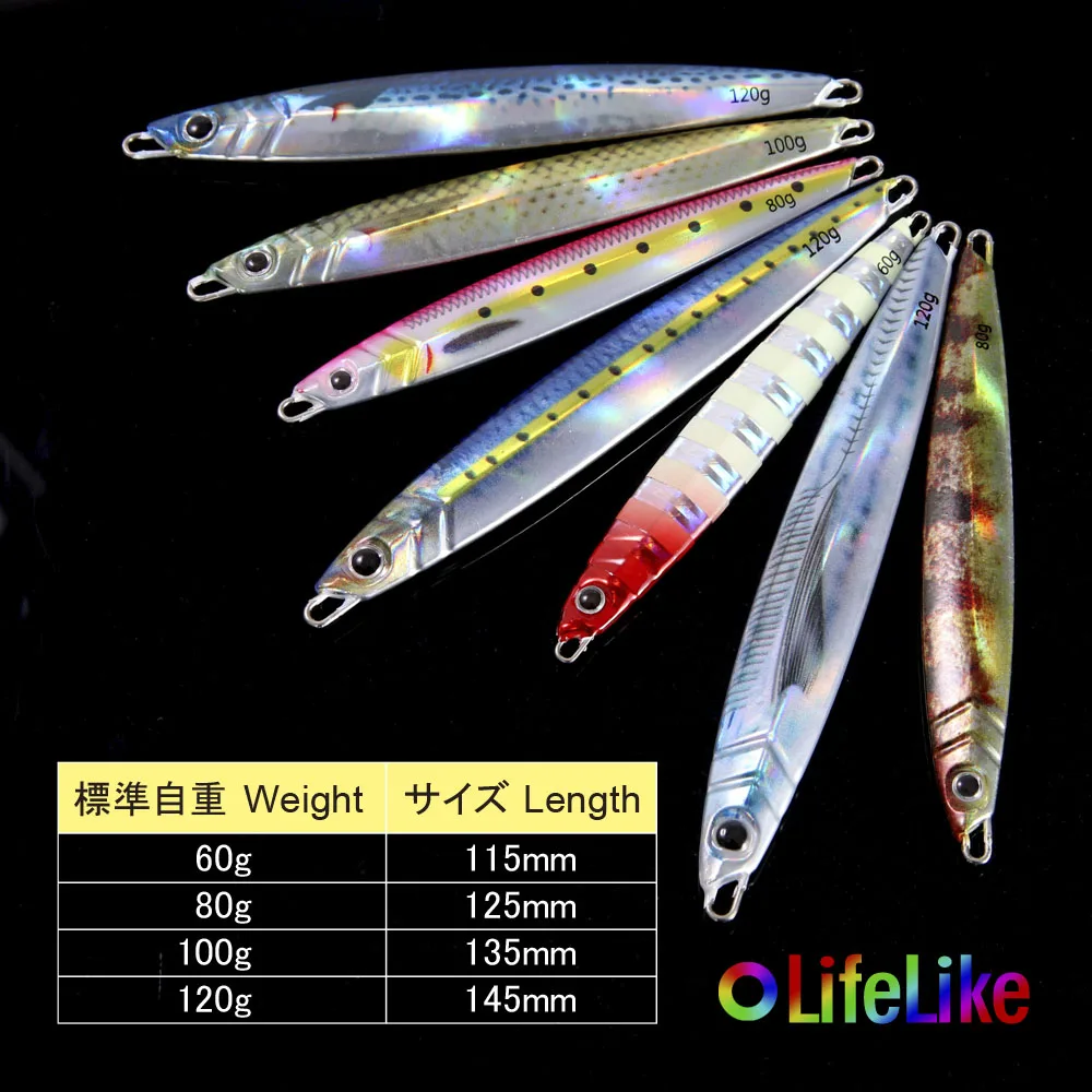 Plantilla de Metal para pesca en el mar, 2024, 60, 80g, 100g, 120g, pesos de señuelo de pesca de lubina, aparejos de cebo, trucha, Jigging, plantillas de señuelos de agua salada - imagen 3