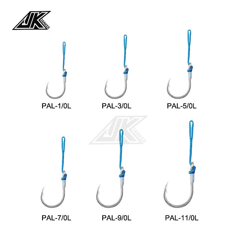 JK-anzuelos de pesca circulares para agua salada, cebo de pesca de alta calidad, línea azul PE, envoltura brillante, 1/0-11/0 4X, PAL-L - imagen 3