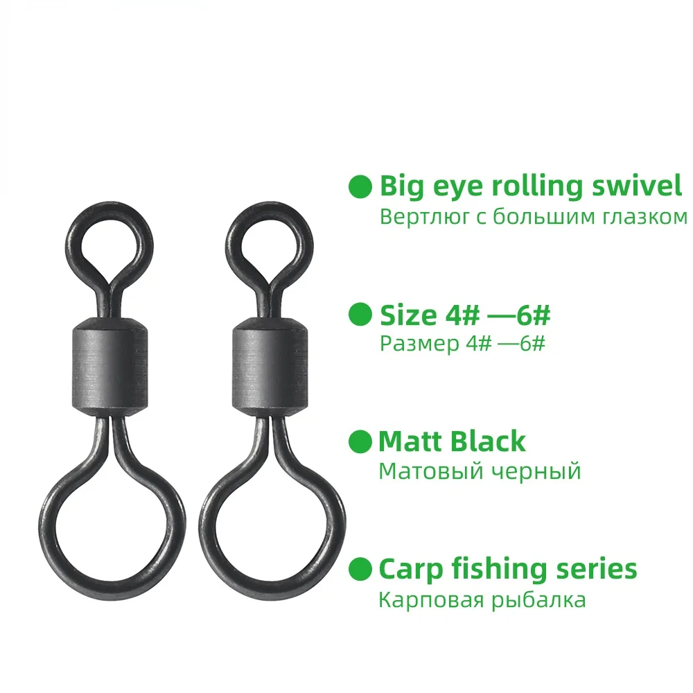 DNDYUJU-accesorio giratorio para pesca de carpa, accesorio de pesca de carpa con ojo grande, tamaño de Metal 4 #6 # Eyed
