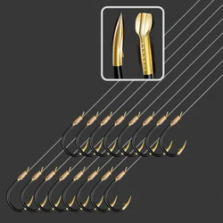 Anzuelo de pesca de acero de alto carbono, línea de encuadernación de 45CM, anzuelo de pesca de carpa de estilo japonés para agua de mar, 10 pares/bolsa 1