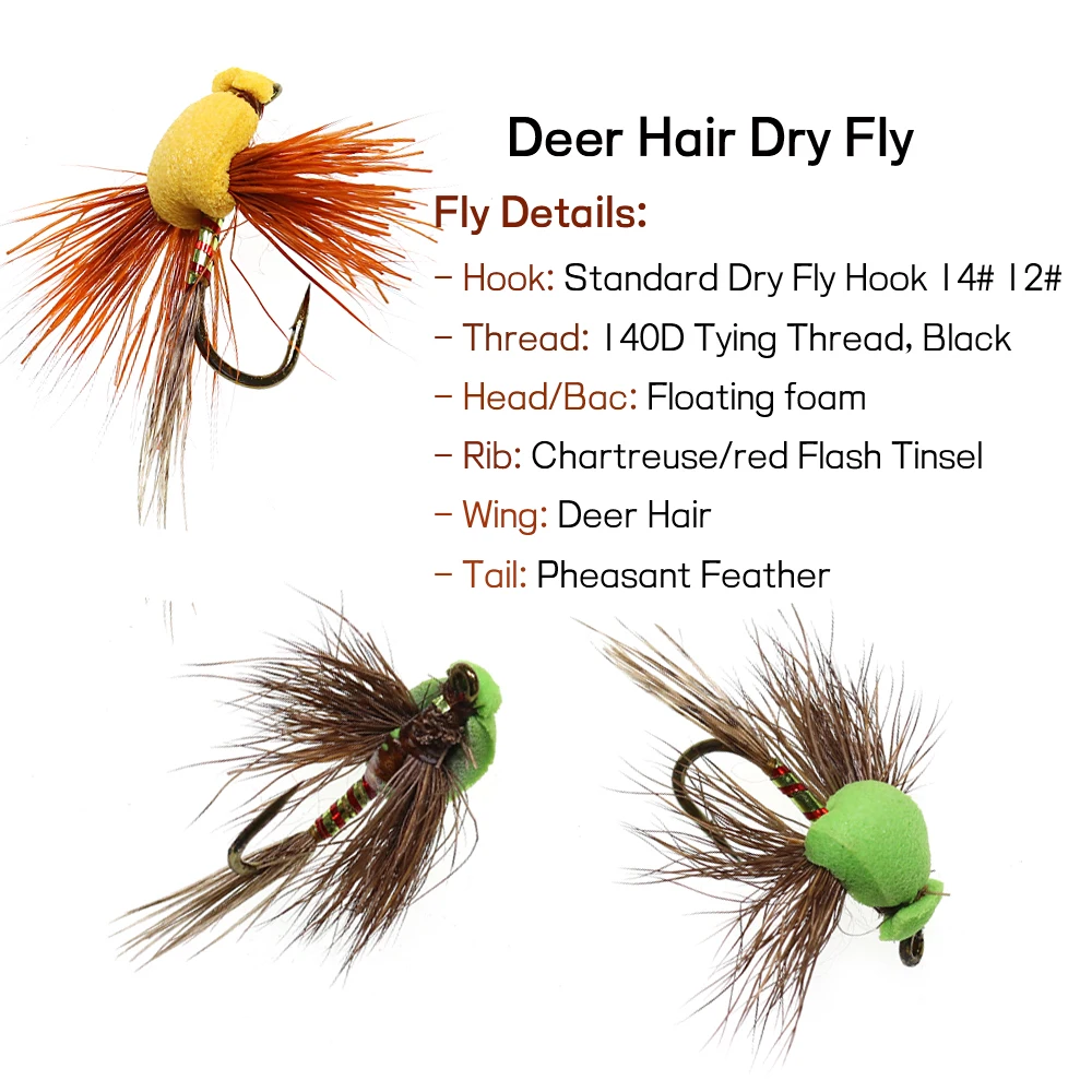 WIFREO-señuelo flotante para pesca de trucha y lubina, cebo Artificial para moscas secas de espuma de pelo de ciervo, 6 u 8 piezas - imagen 3