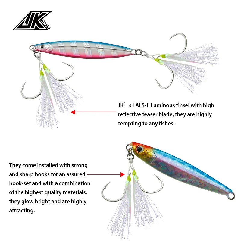 JK LALS-anzuelos de pesca para Orilla, anzuelos de ayuda para pesca ligera en el mar, anzuelos luminosos de paso lento, 1/0, 2/0, 3/0 - imagen 3