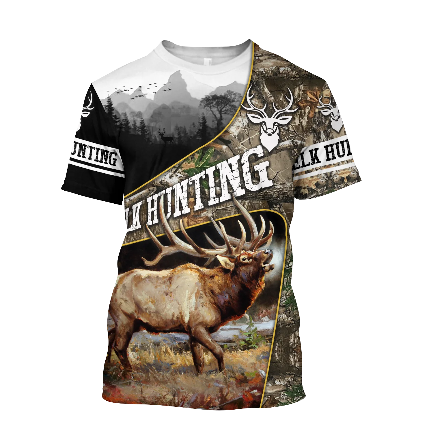 Camiseta Hipster de verano 2025 para hombre, camiseta de manga corta con estampado 3D de caza de alces, camisetas informales Unisex TX0168 - imagen 5