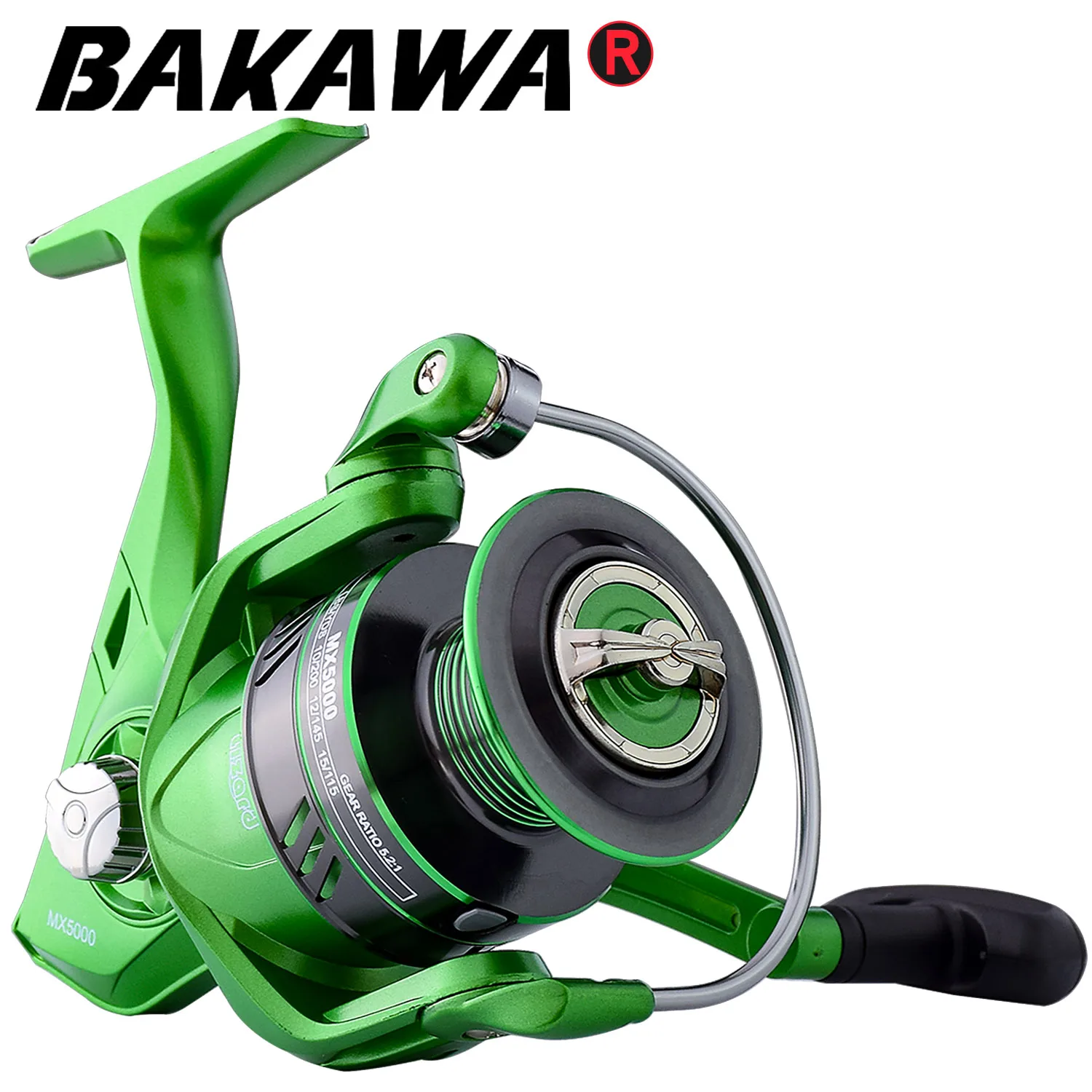 BAKAWA-carrete de Pesca giratorio serie 1000-7000, potencia de arrastre máxima de 12KG, engranaje de Metal duradero, accesorios de bobina 5,2: 1 - imagen 3