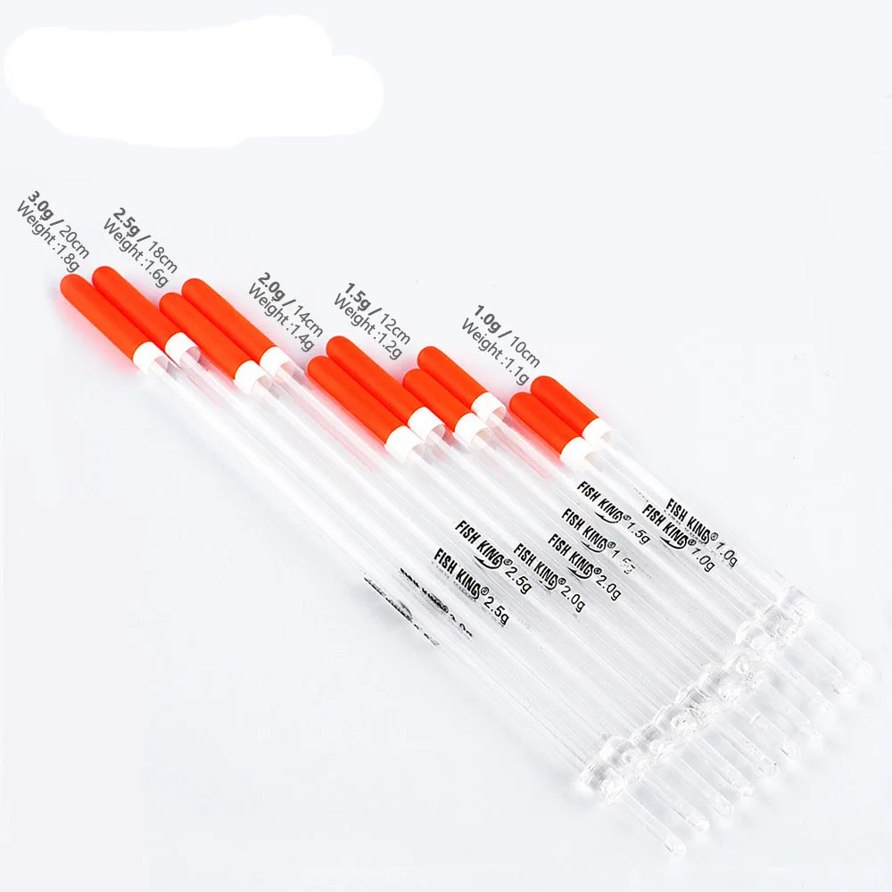 10 unids/set 1/1, 5/2/2, 5/3g tamaño mixto flotador de pesca de plástico duro con tubo transparente boya Vertical aparejos de pesca - imagen 2