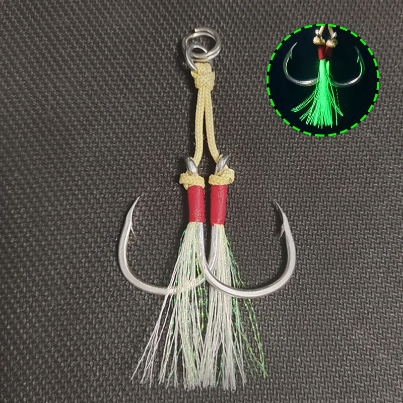 TEASER 5 bolsas 1/0 2/0 3/0 4/0 5/0 7/0 9/0 anzuelos de pesca anzuelo de ayuda para peces de mar anzuelos dobles plantilla pluma lenta para anzuelos de pesca - imagen 4