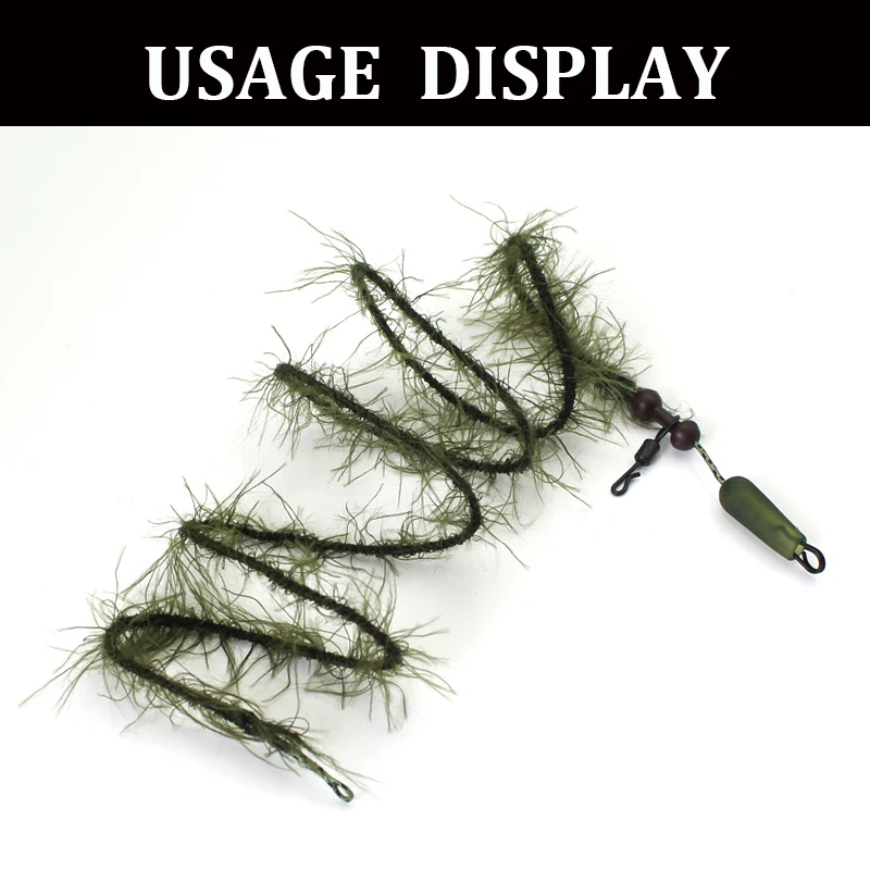 Sedal de pesca de carpa, aparejos trenzados de 5M, Lead Core 35LB 45LB Camo Green Leader - imagen 4