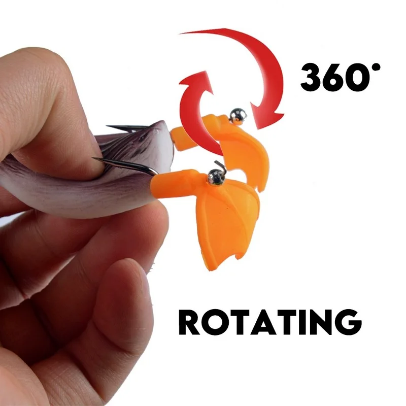 Señuelos de Pesca de pato de doble hélice, cebo suave de rana Ducking, 9cm, 10g, ojos 3D, aparejos de lubina Artificial, 1 ud. - imagen 4