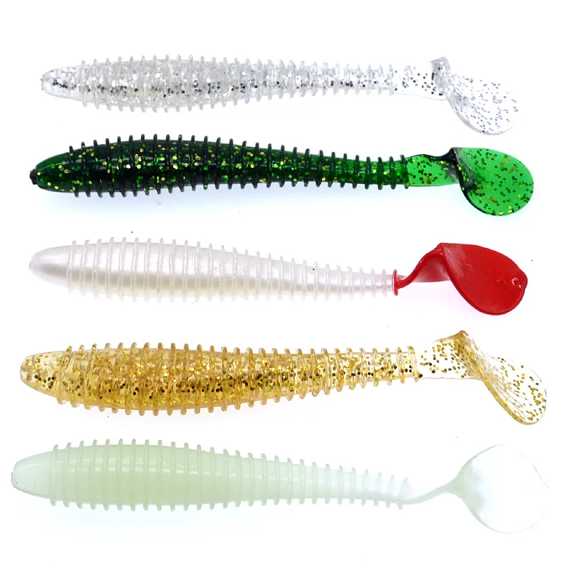 Señuelo de pesca suave, cebo Artificial, cola en T, 10cm/8,5g, gusano de una sola cola, TEXAS RIG - imagen 2