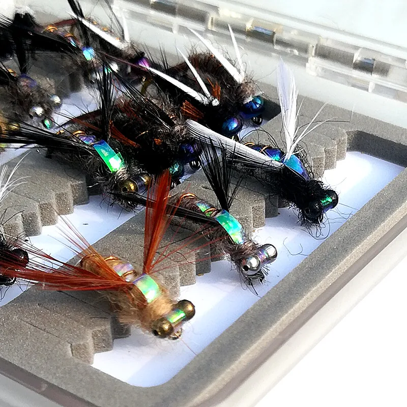 KKWEZVA-señuelo de pesca con mosca para trucha, moscas húmedas, anzuelo de ninfas, Color Natural, Señuelos de Pesca en hielo, cebo de insectos artificiales, 15 unidades - imagen 5