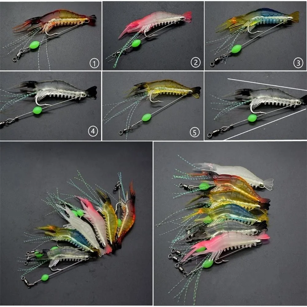 Cebo suave luminoso de silicona para pesca de camarones, plantilla de 8cm y 5g, Wobblers para lubina, señuelo con anzuelo brillante, Swimbait Artificial, trucha salmón, 1 Uds. - imagen 3