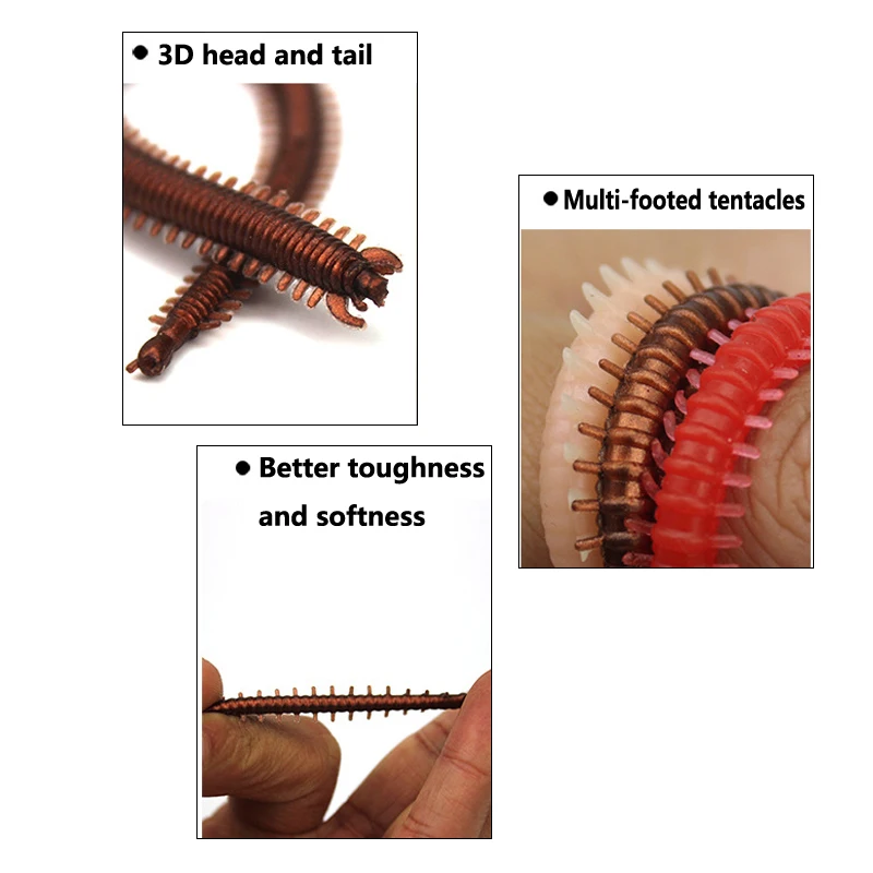 Señuelo de pesca de Calamar de silicona suave, gusanos de mar, gusanos de tierra realistas, cebo Artificial, lubina de agua salada, 15 piezas, 13cm, 2g, 3 colores - imagen 4