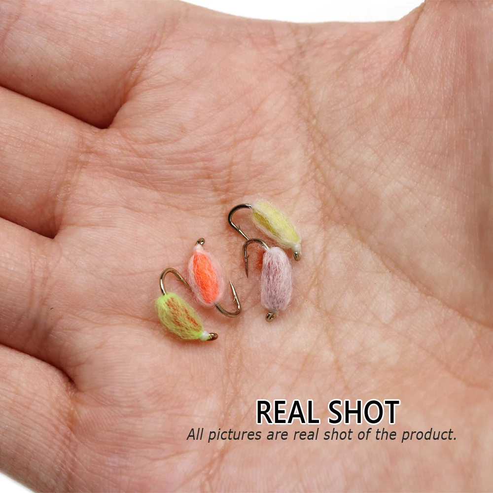 Bimoo-señuelos de pesca de trucha, salmón, huevo, mosca, ninfas, Bug, mosca húmeda, huevos ovalados, cabeza de acero, señuelos de pesca con mosca, señuelos UV, naranja, rojo, #14, 6 piezas - imagen 5