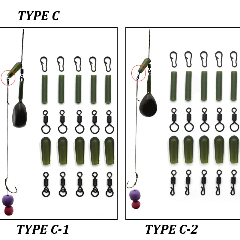 Accesorios de pesca de carpa, tubo de alineación de línea de mangas antienredos para aparejo de carpa, Kit de aparejo para correr, 25 uds. - imagen 4