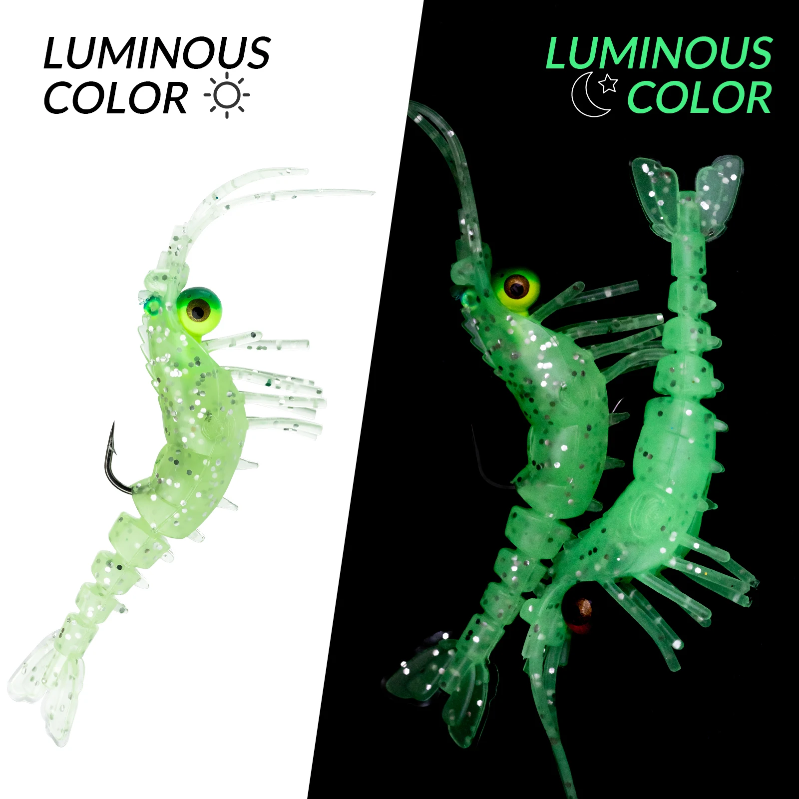 Señuelo suave de camarón luminoso, cebo Artificial de silicona brillante con anzuelos, accesorios para aparejos de pesca, 7g, 8,5g, 10,5g, 17,5g, 21g, 1 ud. - imagen 4