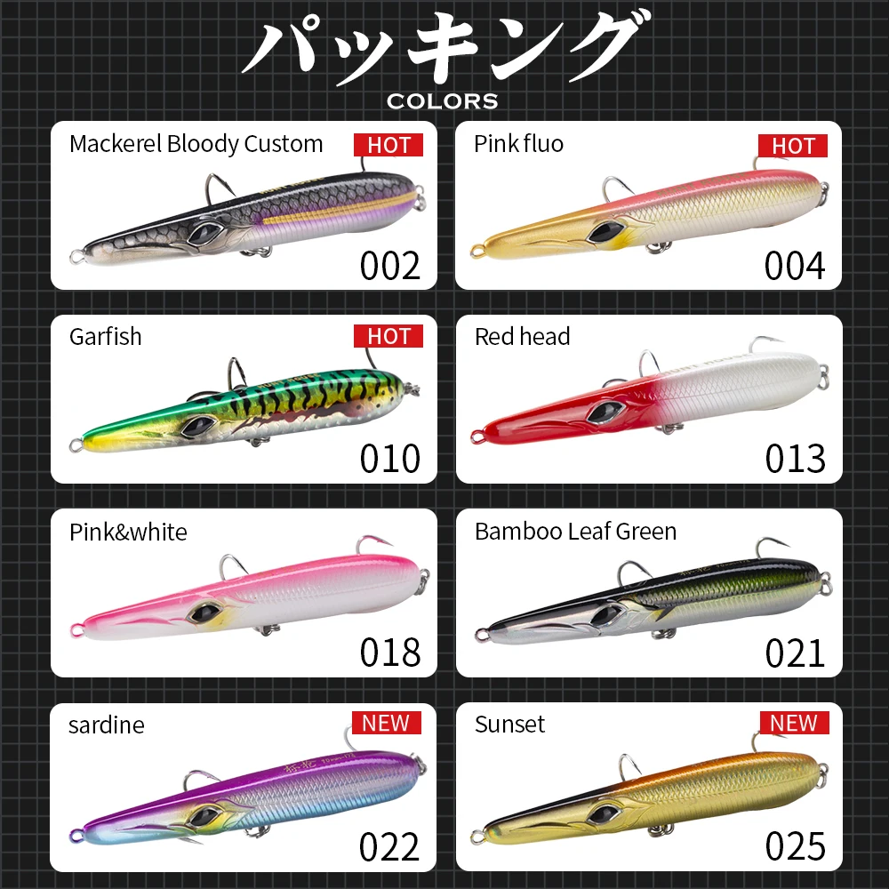 Hunthouse stylo-señuelo de pesca con lápiz que se hunde, anzuelos BKK de 90mm/17g, 70mm/10g, cebo de fundición larga para pesca en el mar, aparejos 2020 - imagen 4