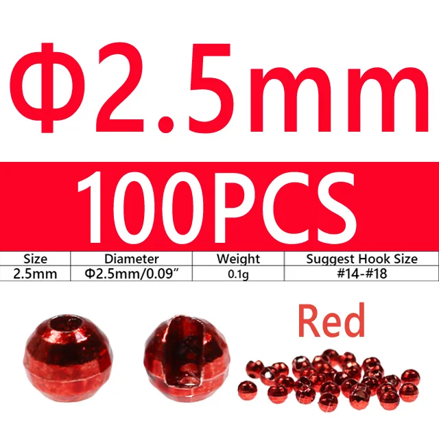 100PCS 2.5mm Red