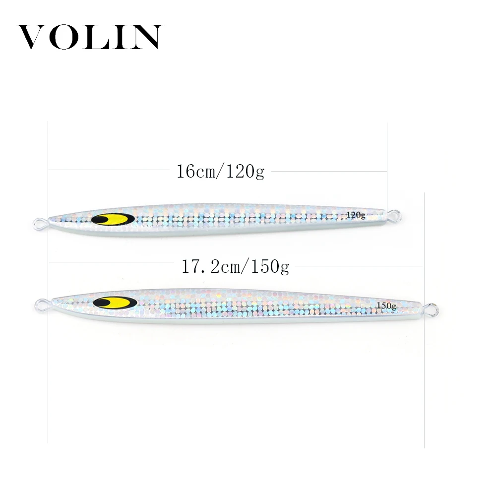 VOLIN-señuelo de pesca Jigging de Metal, 150g de 120g señuelo duro, cebo Artificial luminoso, ojos 3D, lubina, novedad, 1 ud. - imagen 2