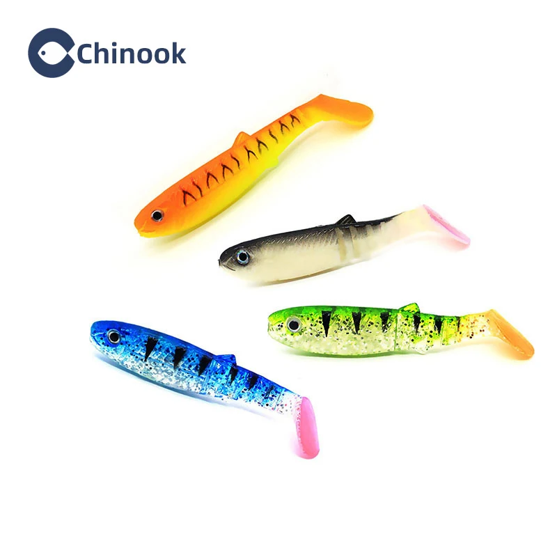 Chinook-señuelo de cebo suave, cola de paleta, 75mm, 4 Uds., Wobblers, pez de silicona para cabeza de plantilla, plantillas de Texas, anzuelos locos - imagen 3