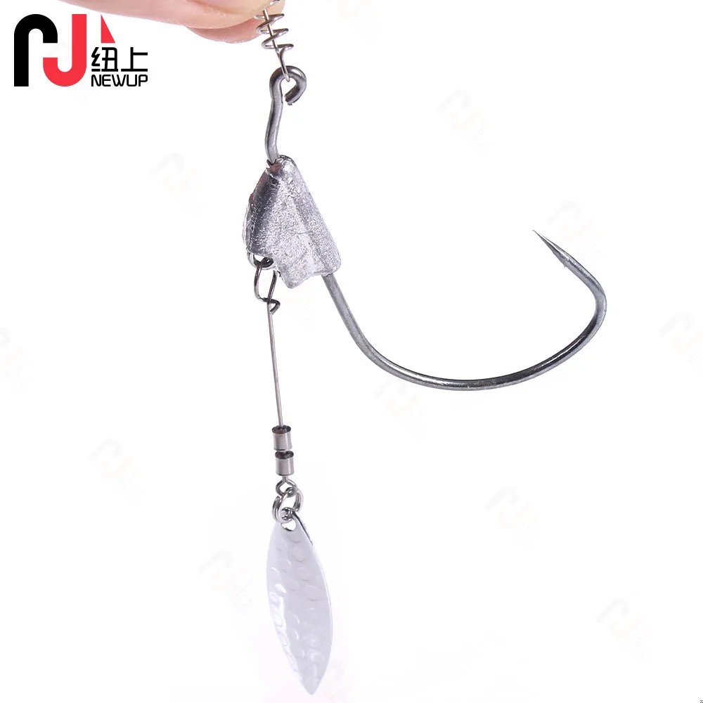 Nuevo UP 5 unids/lote Texas Rigs Jig Head anzuelo de pesca Metal 3,5g 5g 7g con cuchara lentejuelas aparejos de pesca anzuelos para aparejos de pesca Texas - imagen 3